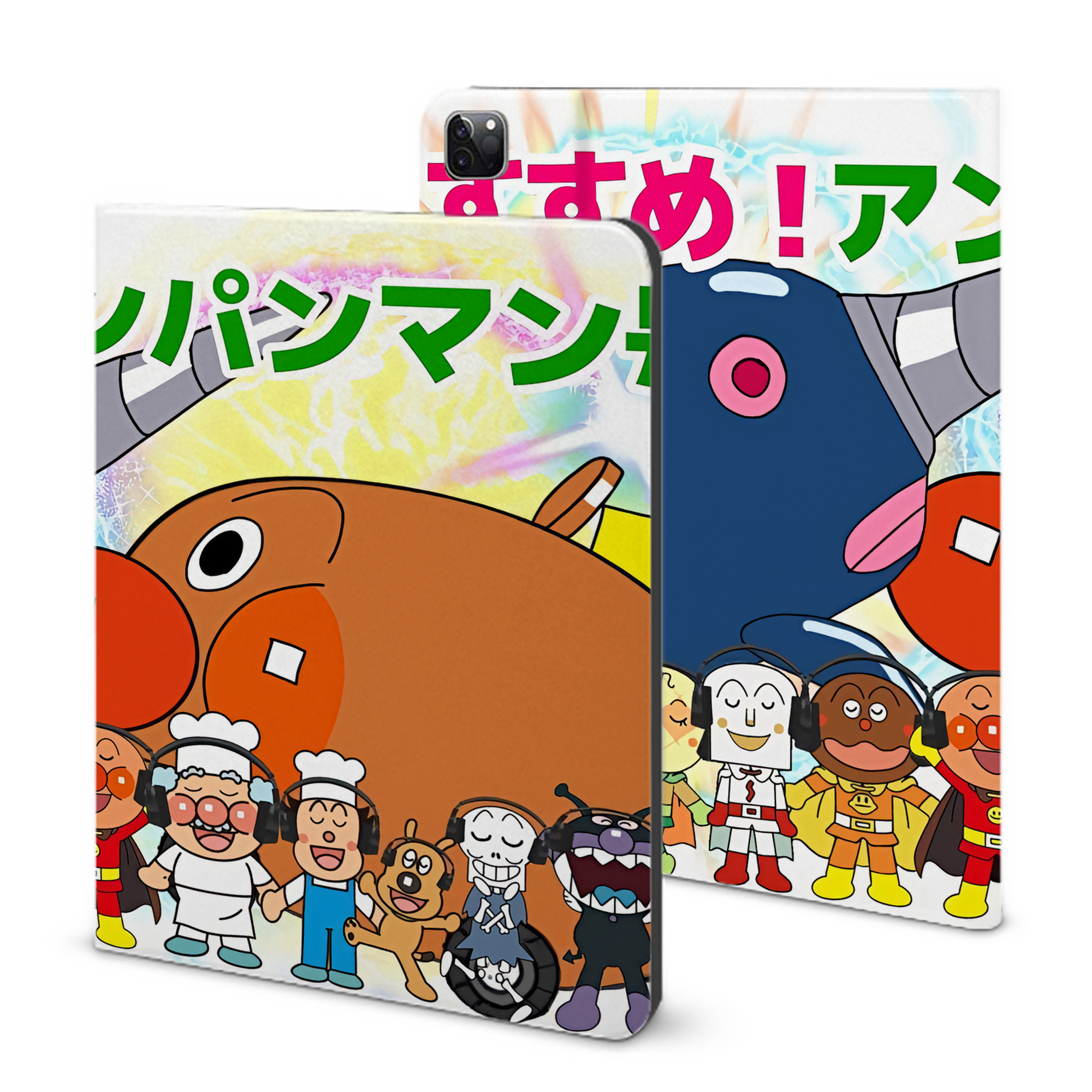（画像用） アンパンマン Anpanman IPad ケース ブック型 PUレザー TPU 耐衝撃 軽量 薄型 ペン収納なし 全面保護 IPad 各モデル対応